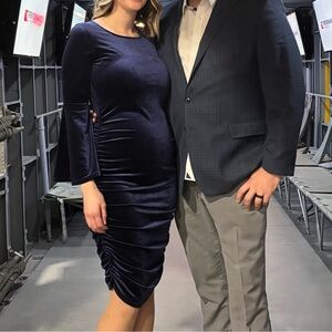 Elegant Navy Blue Velvet Dress